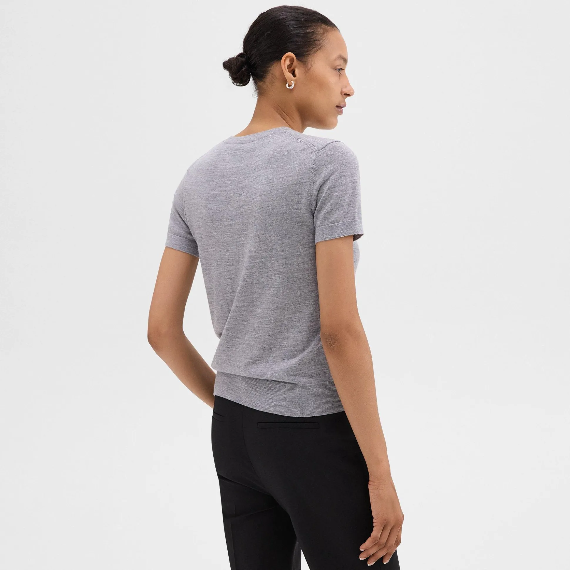 Theory Short-Sleeve Sweater In Regal Wool-Women Tops|T-Shirts