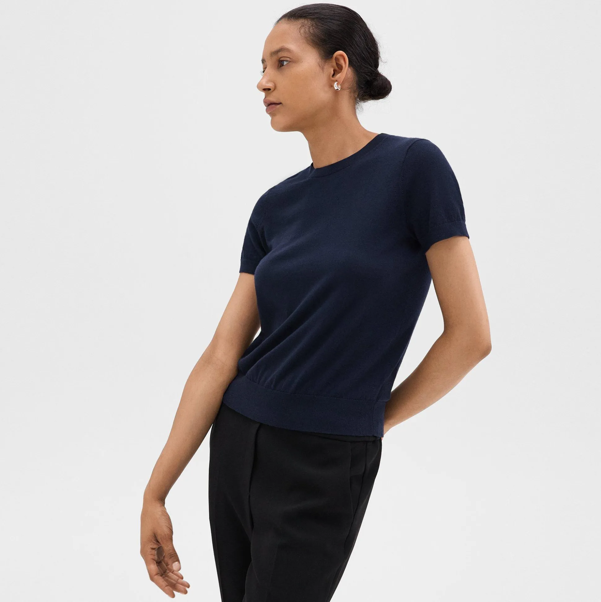 Theory Short-Sleeve Sweater In Regal Wool-Women Tops|T-Shirts