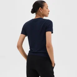 Theory Short-Sleeve Sweater In Regal Wool-Women Tops|T-Shirts