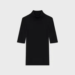 Theory Short-Sleeve Turtleneck In Merino Wool-Women Sweaters + Cardigans