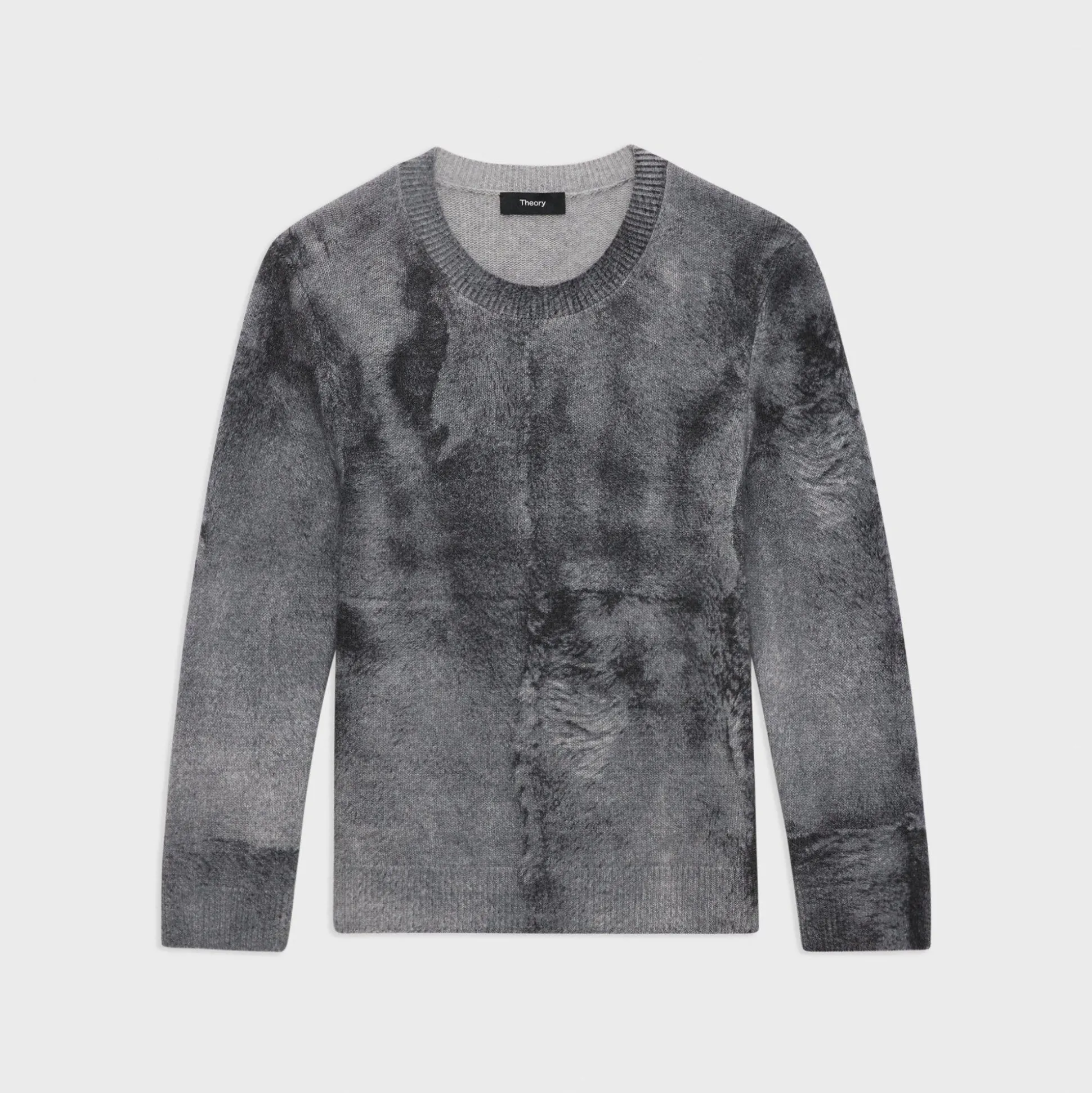 Theory Shrunken Crewneck Sweater In Felted Wool-Cashmere-Women Sweaters + Cardigans
