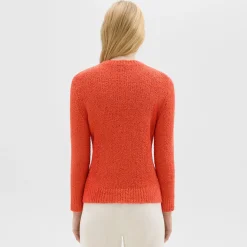 Theory Shrunken Crewneck Sweater In Feather Cotton-Blend-Women Sweaters + Cardigans