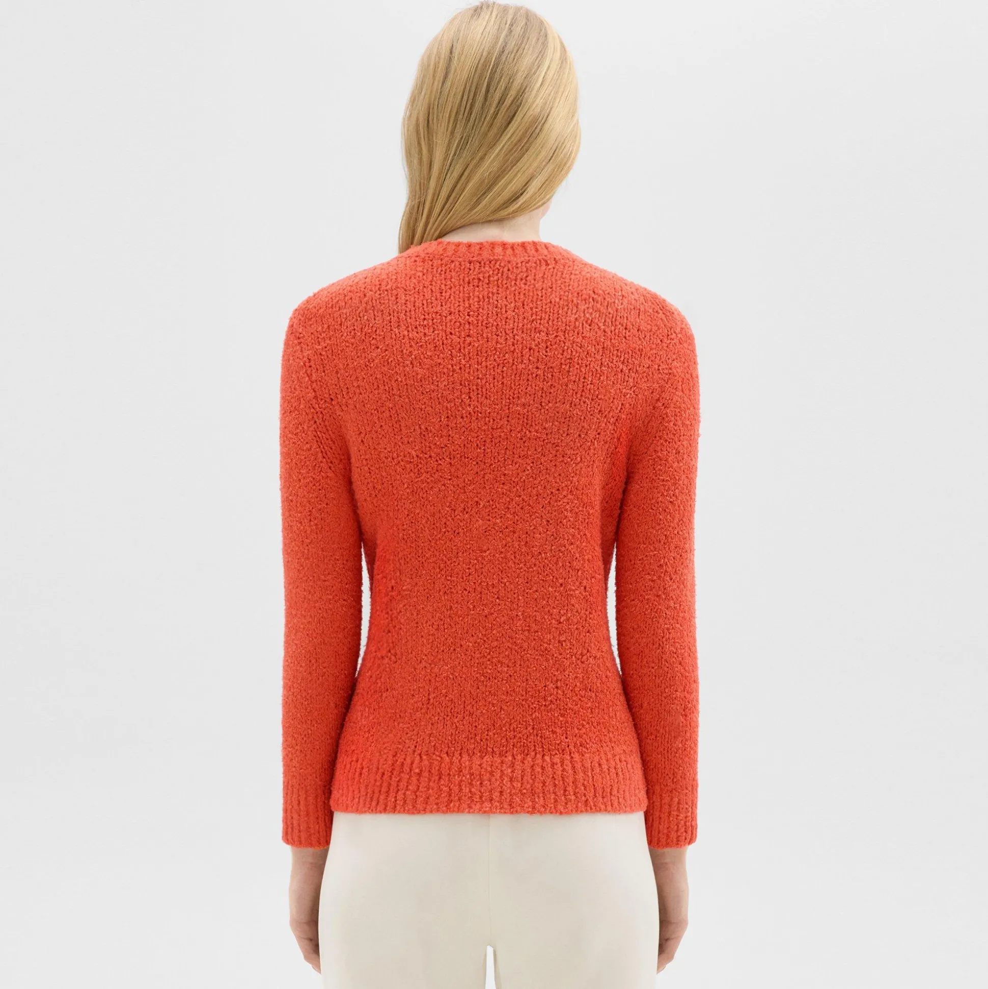 Theory Shrunken Crewneck Sweater In Feather Cotton-Blend-Women Sweaters + Cardigans