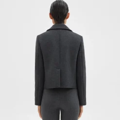 Theory Shrunken Peacoat In Recycled Wool-Blend Melton-Women Outerwear