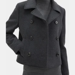 Theory Shrunken Peacoat In Recycled Wool-Blend Melton-Women Outerwear