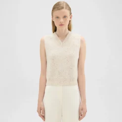 Theory Shrunken Sweater Vest In Donegal Wool-Cashmere-Women Sweaters + Cardigans