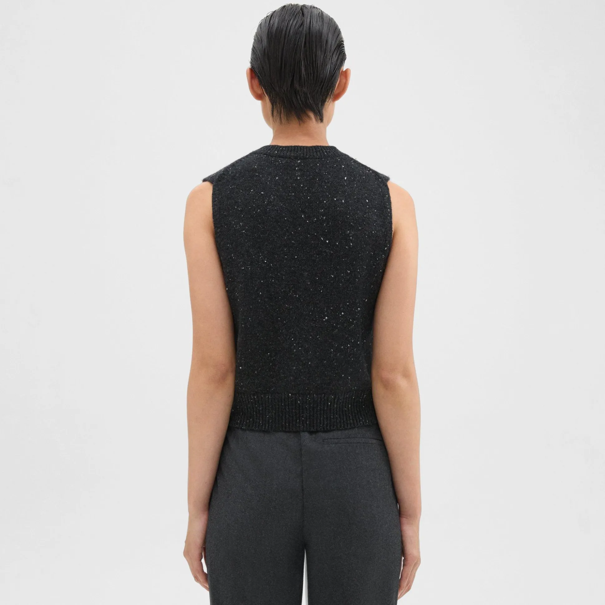Theory Shrunken Sweater Vest In Donegal Wool-Cashmere-Women Sweaters + Cardigans