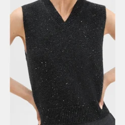 Theory Shrunken Sweater Vest In Donegal Wool-Cashmere-Women Sweaters + Cardigans