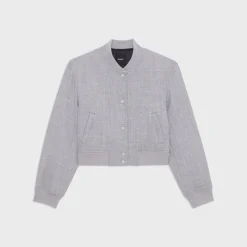 Theory Shrunken Varsity Jacket In Double-Face Wool Flannel-Women Outerwear