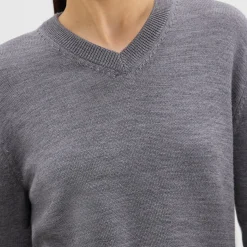 Theory Silk Georgette V-Neck Combo Sweater-Women Sweaters + Cardigans