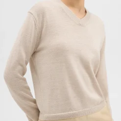 Theory Silk Georgette V-Neck Combo Sweater-Women Sweaters + Cardigans