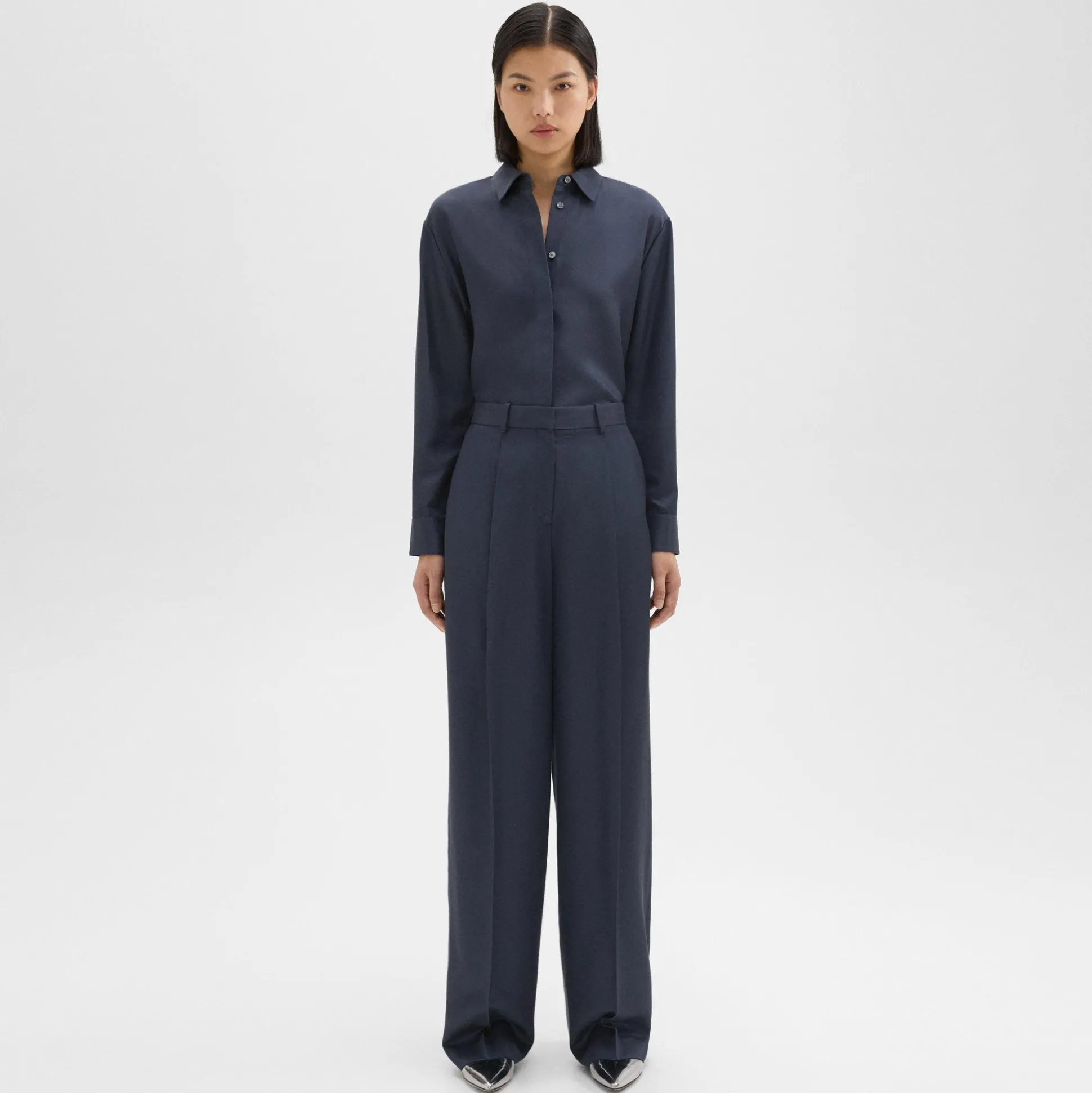Theory Single-Pleat Pant In Viscose Twill-Women Suits|Pants