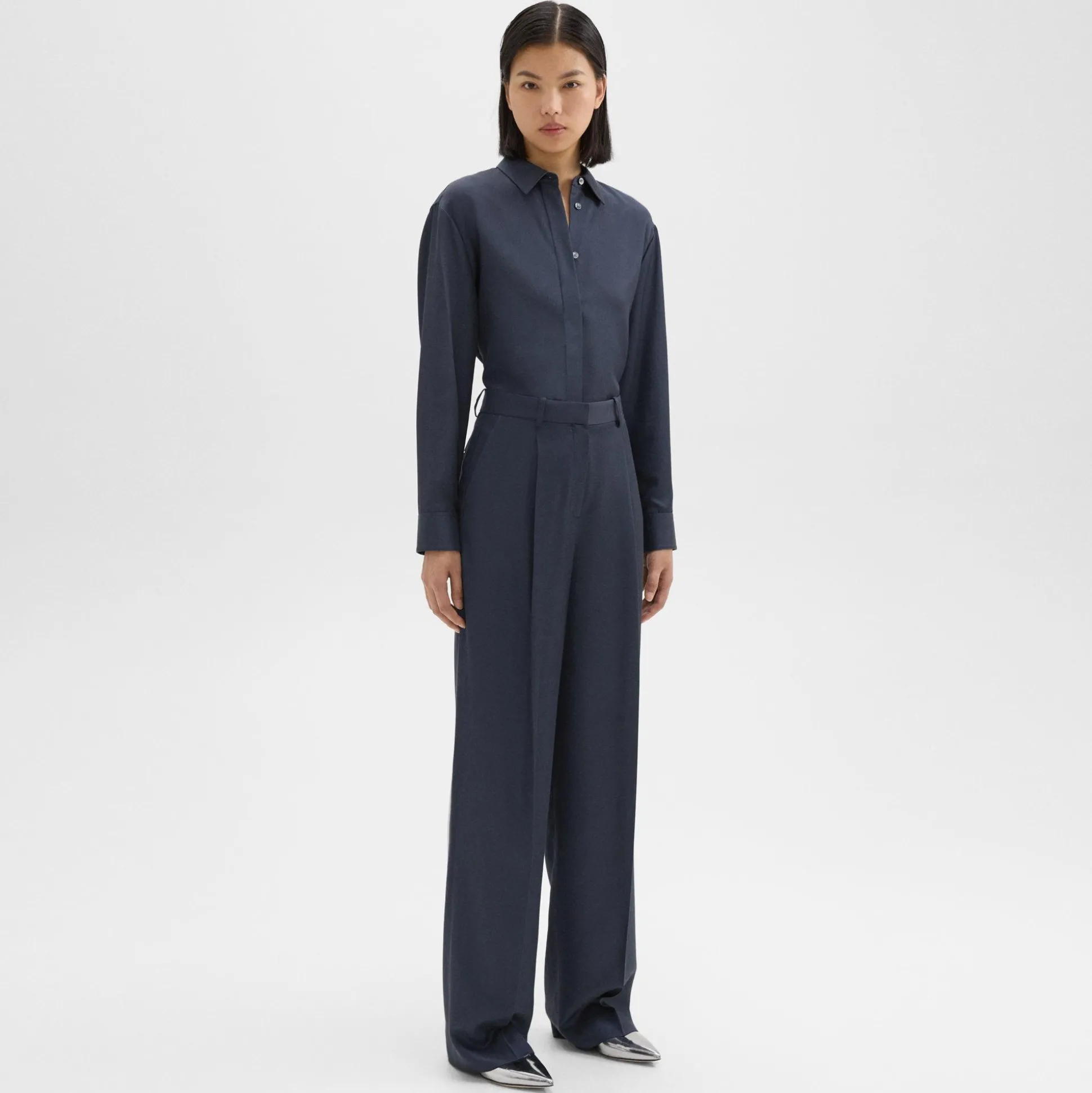 Theory Single-Pleat Pant In Viscose Twill-Women Suits|Pants