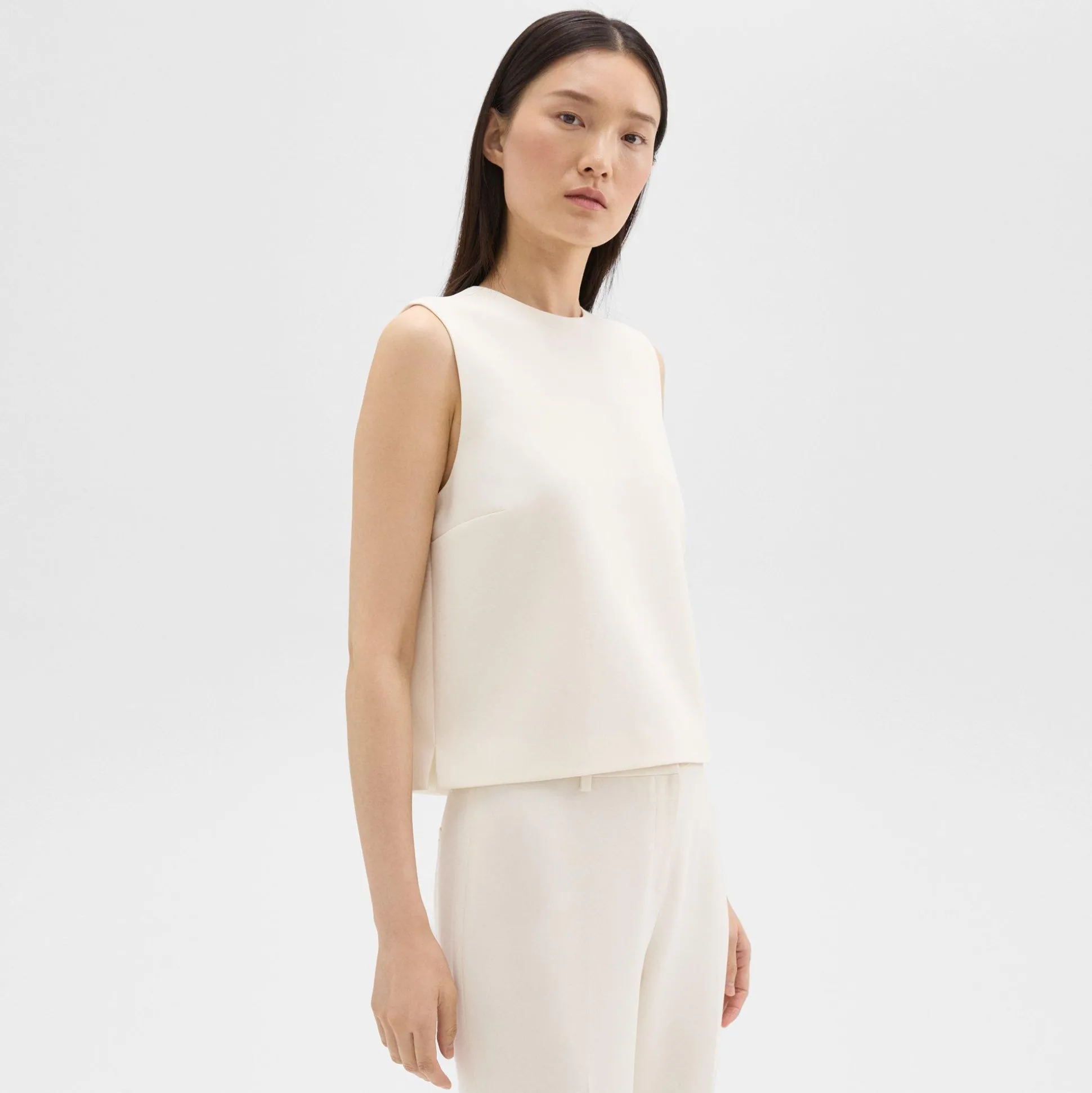 Theory Sleeveless Crewneck Top In Admiral Crepe-Women Tops