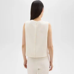 Theory Sleeveless Crewneck Top In Admiral Crepe-Women Tops