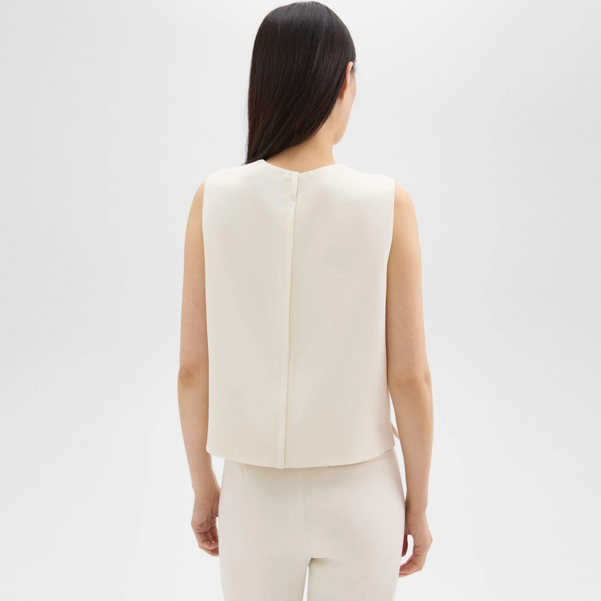 Theory Sleeveless Crewneck Top In Admiral Crepe-Women Tops