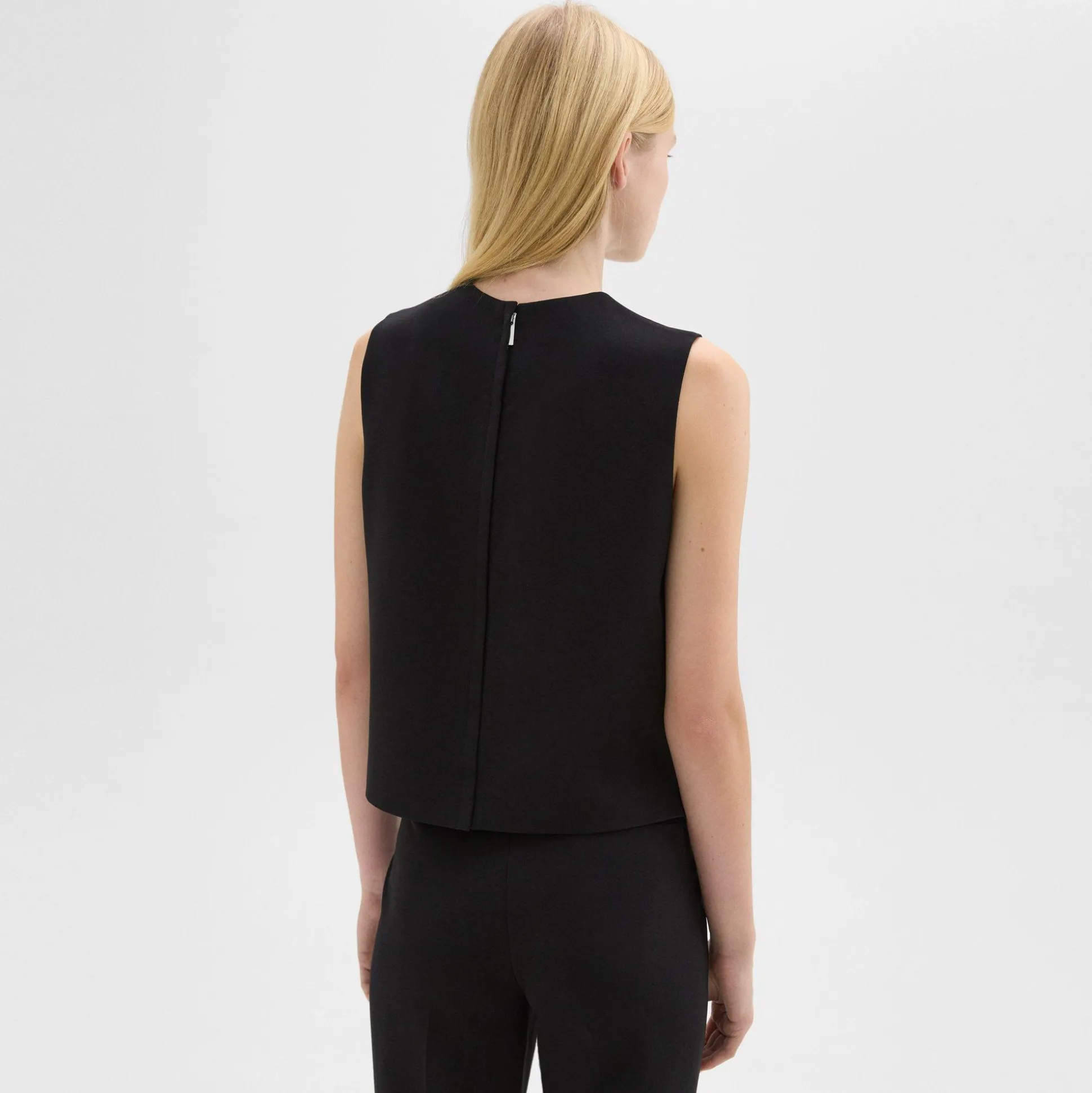 Theory Sleeveless Crewneck Top In Admiral Crepe-Women Tops
