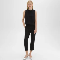 Theory Sleeveless Crewneck Top In Admiral Crepe-Women Tops