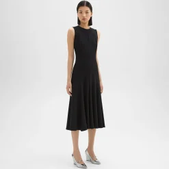 Theory Sleeveless Fit-And-Flare Dress In Admiral Crepe-Women Dresses