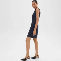 Theory Sleeveless Fitted Dress In Good Wool-Women Suits|Dresses
