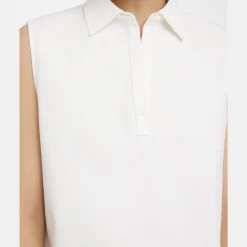 Theory Sleeveless Polo Shell Top In Cotton Pique-Women Tops