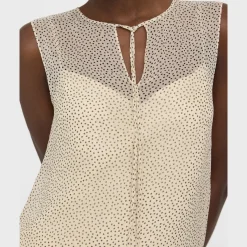 Theory Sleeveless Tie Neck Top In Silk Chiffon-Women Tops