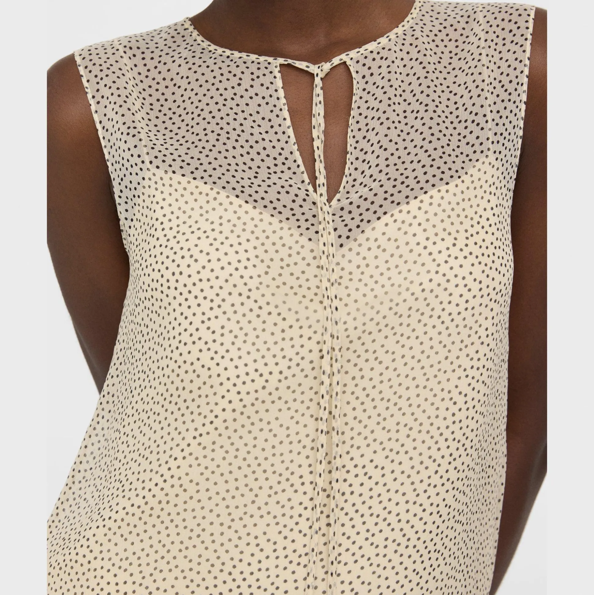 Theory Sleeveless Tie Neck Top In Silk Chiffon-Women Tops