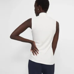 Theory Sleeveless Turtleneck Sweater In Ribbed Viscose-Women T-Shirts