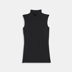 Theory Sleeveless Turtleneck Sweater In Ribbed Viscose-Women T-Shirts