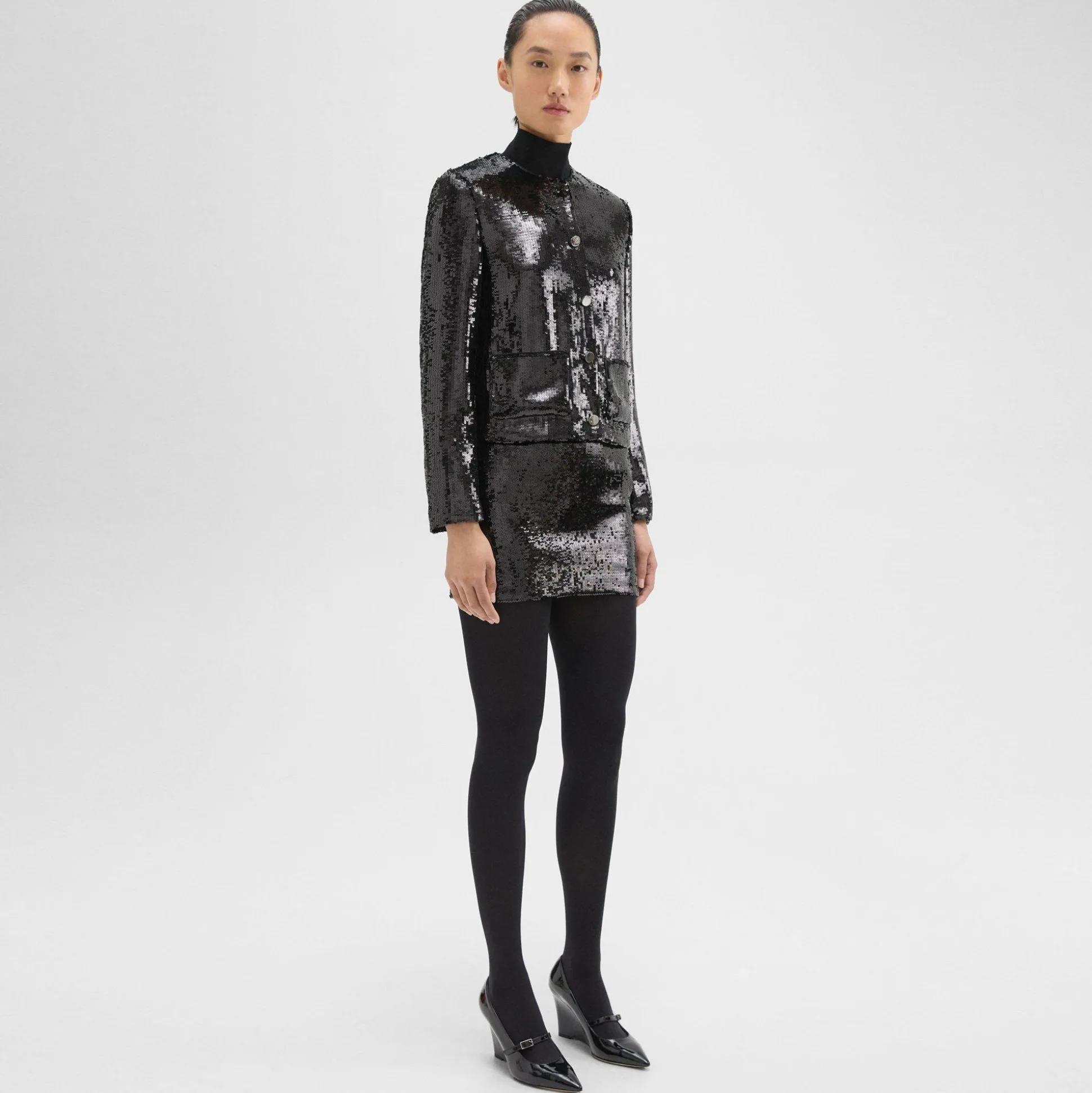 Theory Slice Mini Skirt In Recycled Sequins-Women Skirts