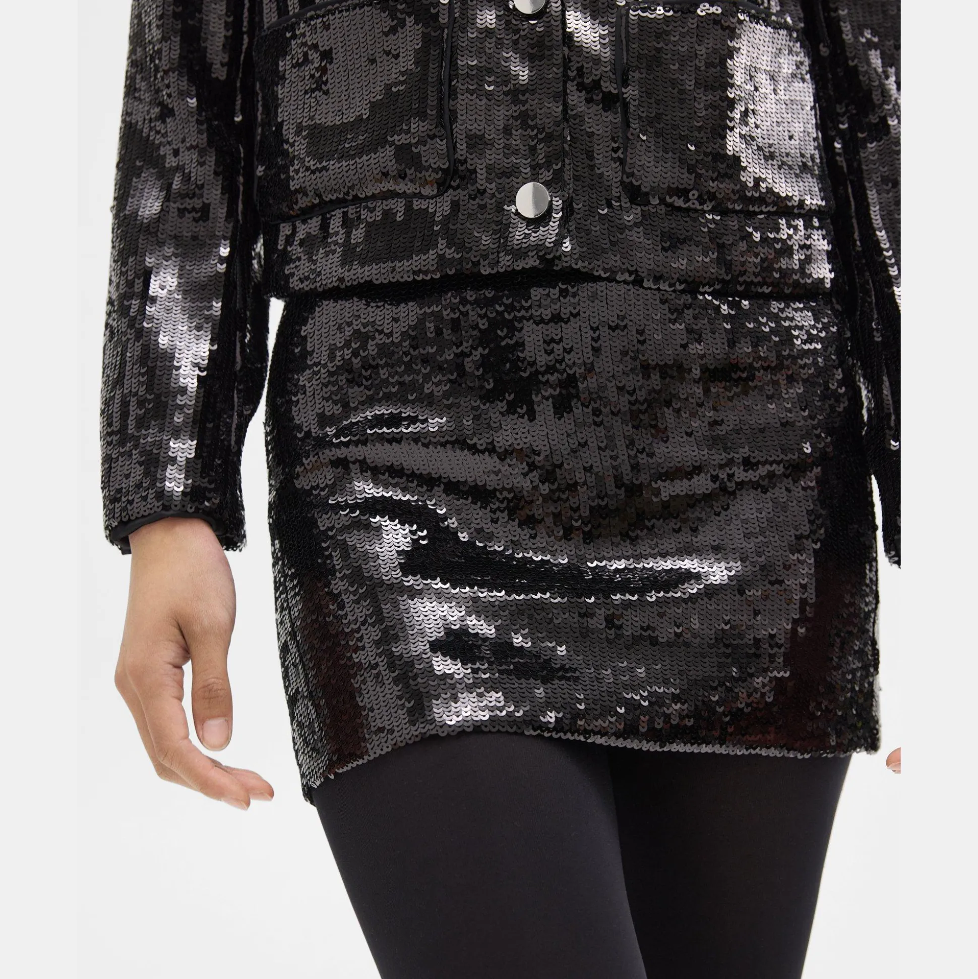 Theory Slice Mini Skirt In Recycled Sequins-Women Skirts