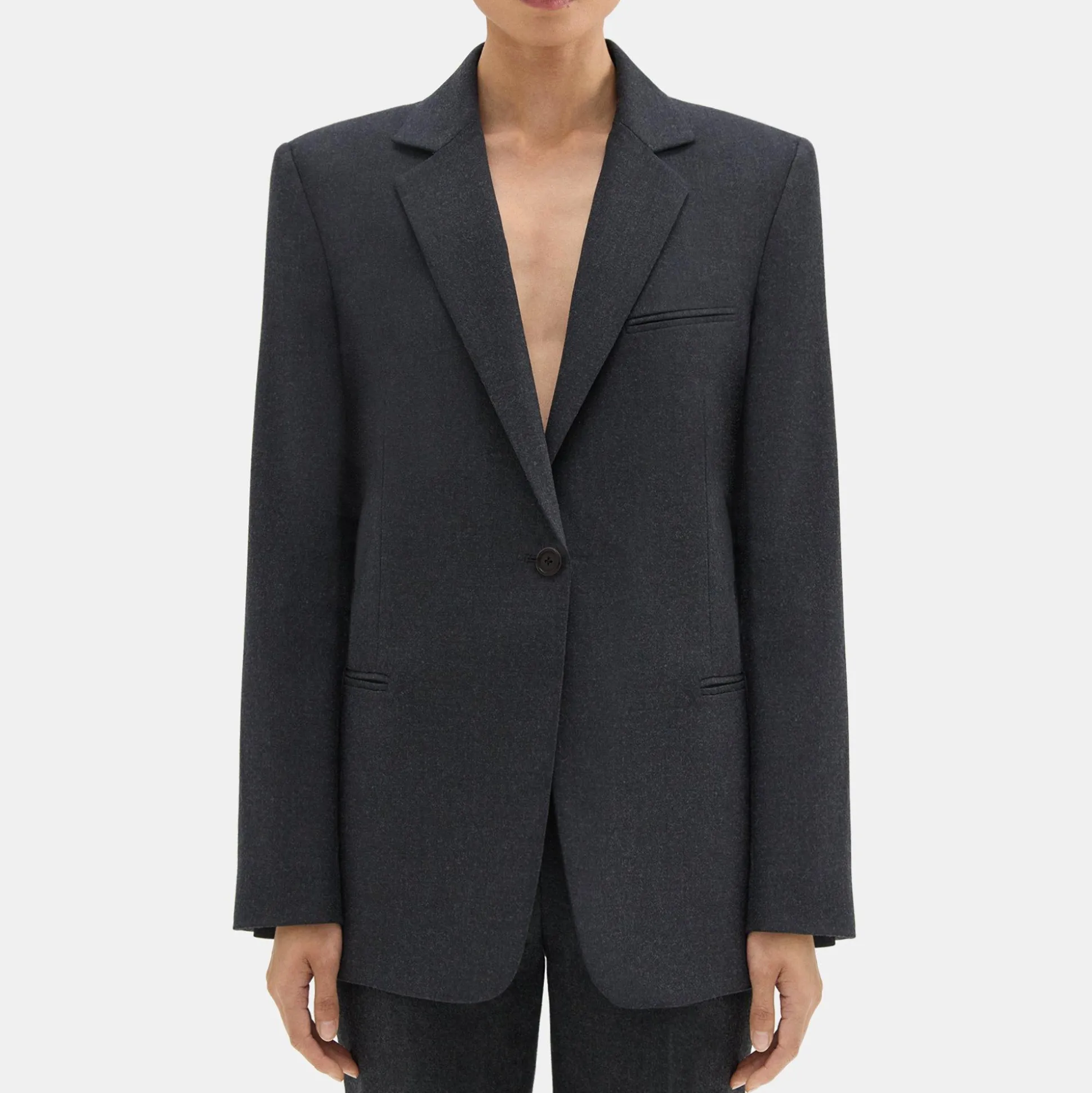 Theory Slim Blazer In Sleek Flannel-Women Suits|Blazers + Jackets