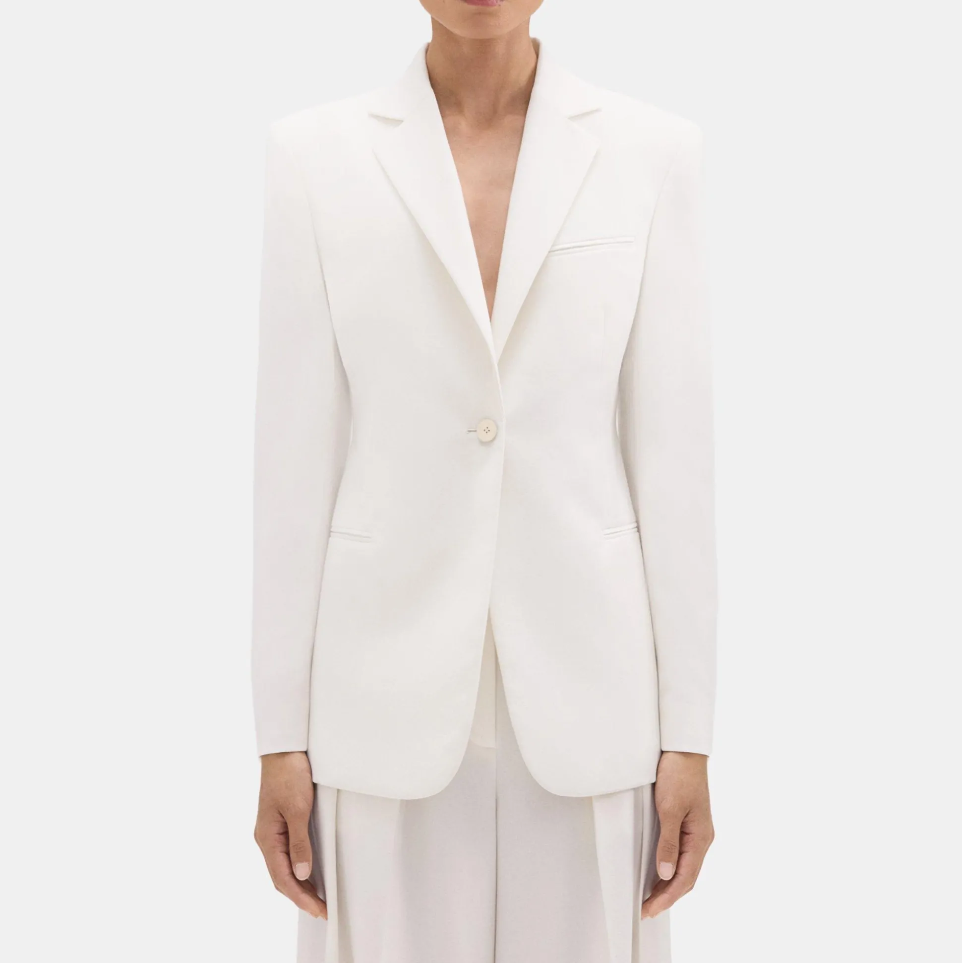 Theory Slim Blazer In Sleek Flannel-Women Suits|Blazers + Jackets