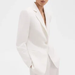 Theory Slim Blazer In Sleek Flannel-Women Suits|Blazers + Jackets