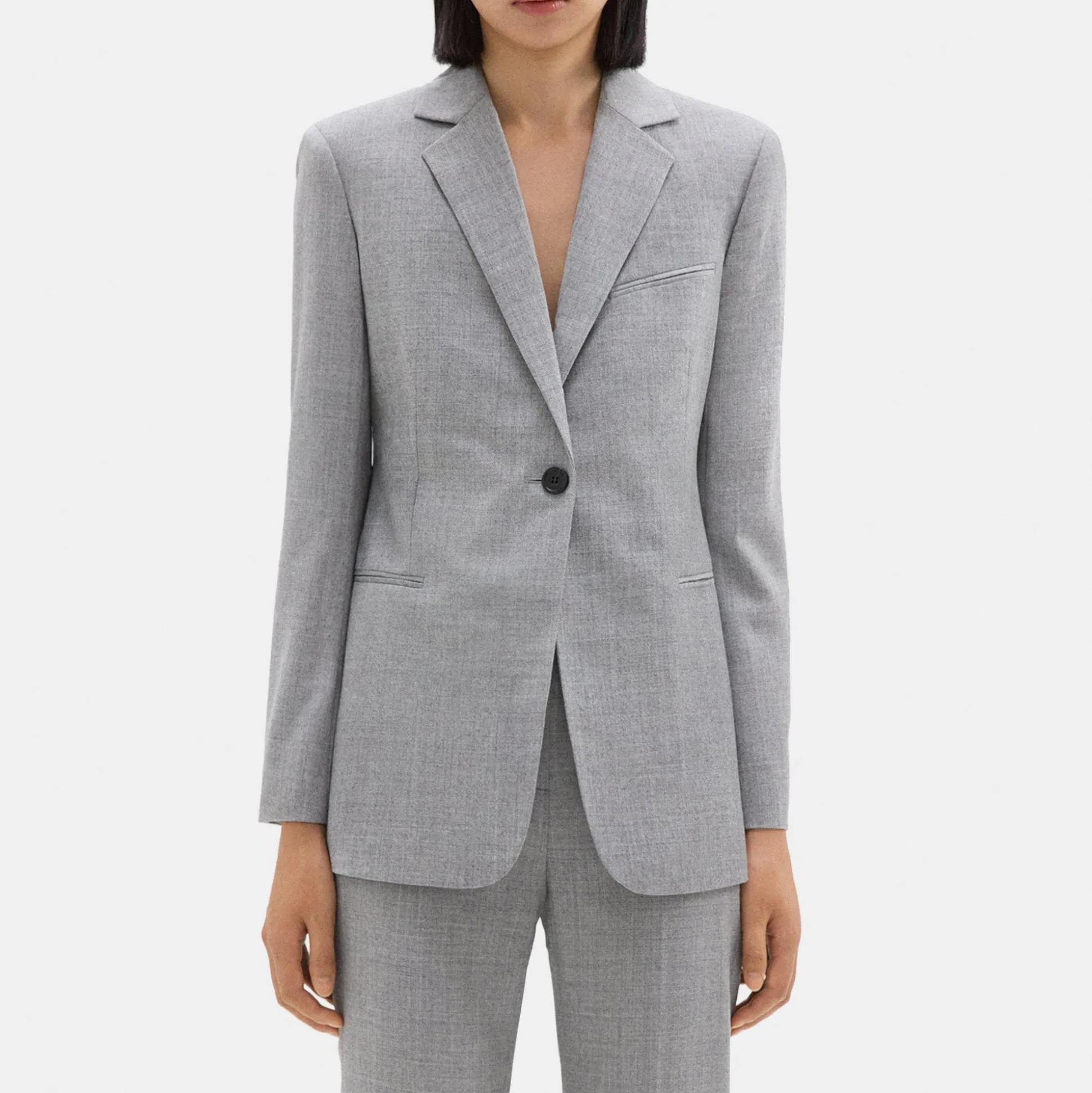 Theory Slim Blazer In Sleek Flannel-Women Suits|Blazers + Jackets