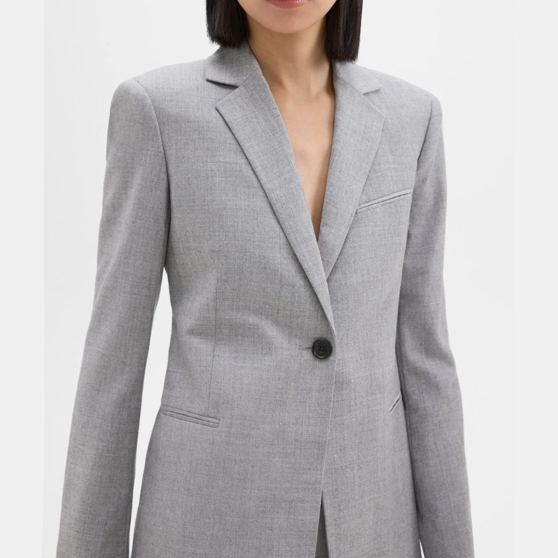 Theory Slim Blazer In Sleek Flannel-Women Suits|Blazers + Jackets