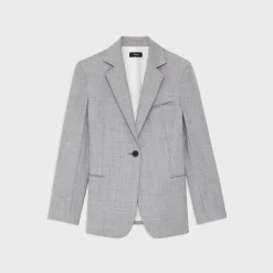 Theory Slim Blazer In Sleek Flannel-Women Suits|Blazers + Jackets