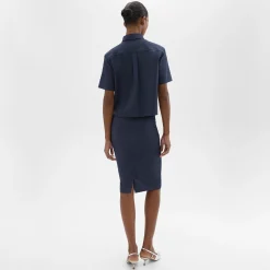 Theory Slim Pencil Skirt In Good Wool-Women Skirts