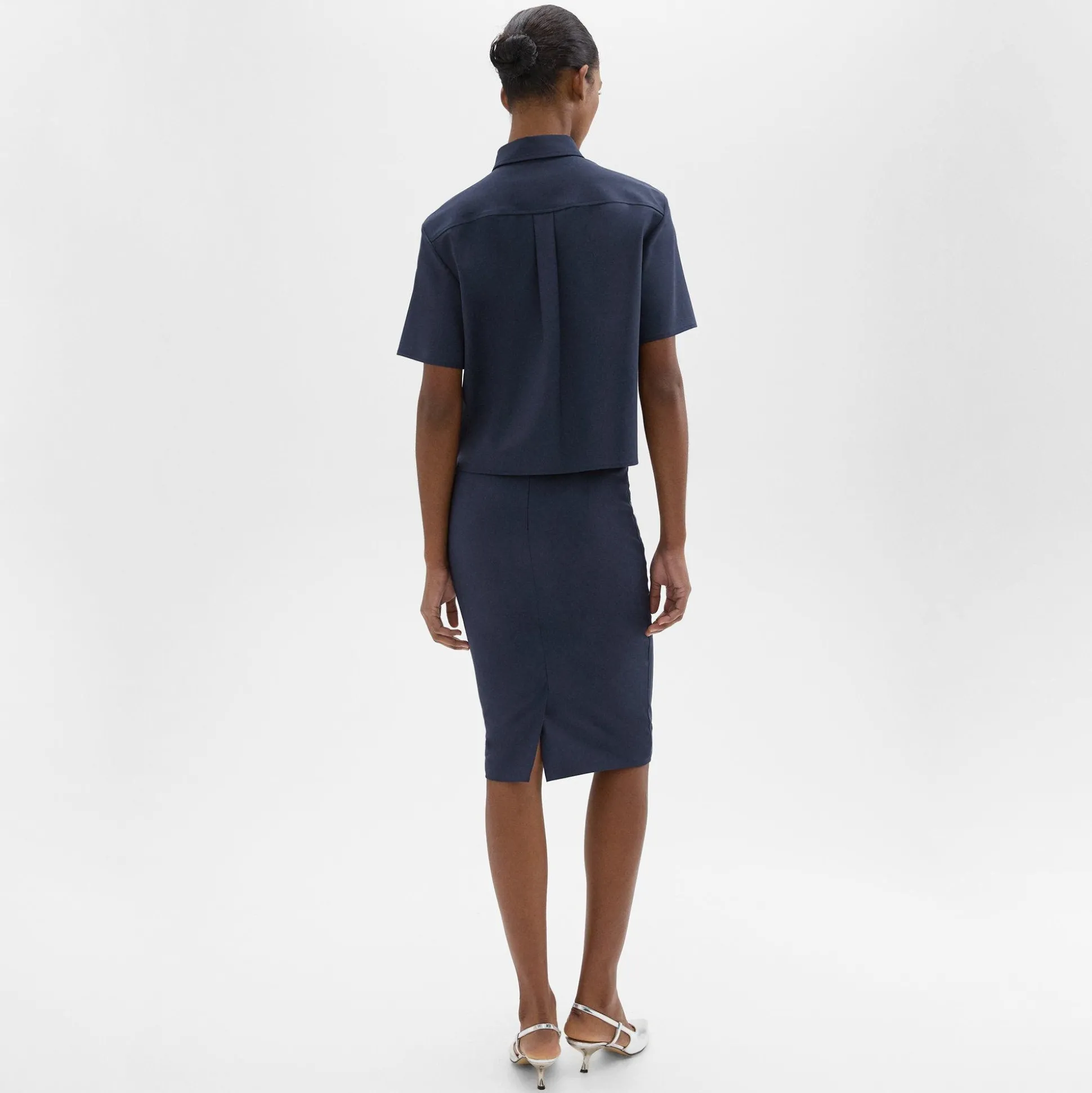 Theory Slim Pencil Skirt In Good Wool-Women Skirts