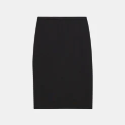 Theory Slim Pencil Skirt In Stretch Wool-Women Skirts