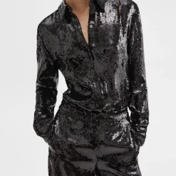 Theory Slim Shirt In Recycled Sequins-Women Tops