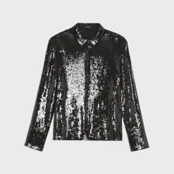Theory Slim Shirt In Recycled Sequins-Women Tops
