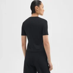 Theory Slim Tee In Stretch Nylon-Women T-Shirts