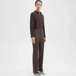 Theory Slim-Straight Pant In Leather-Women Pants
