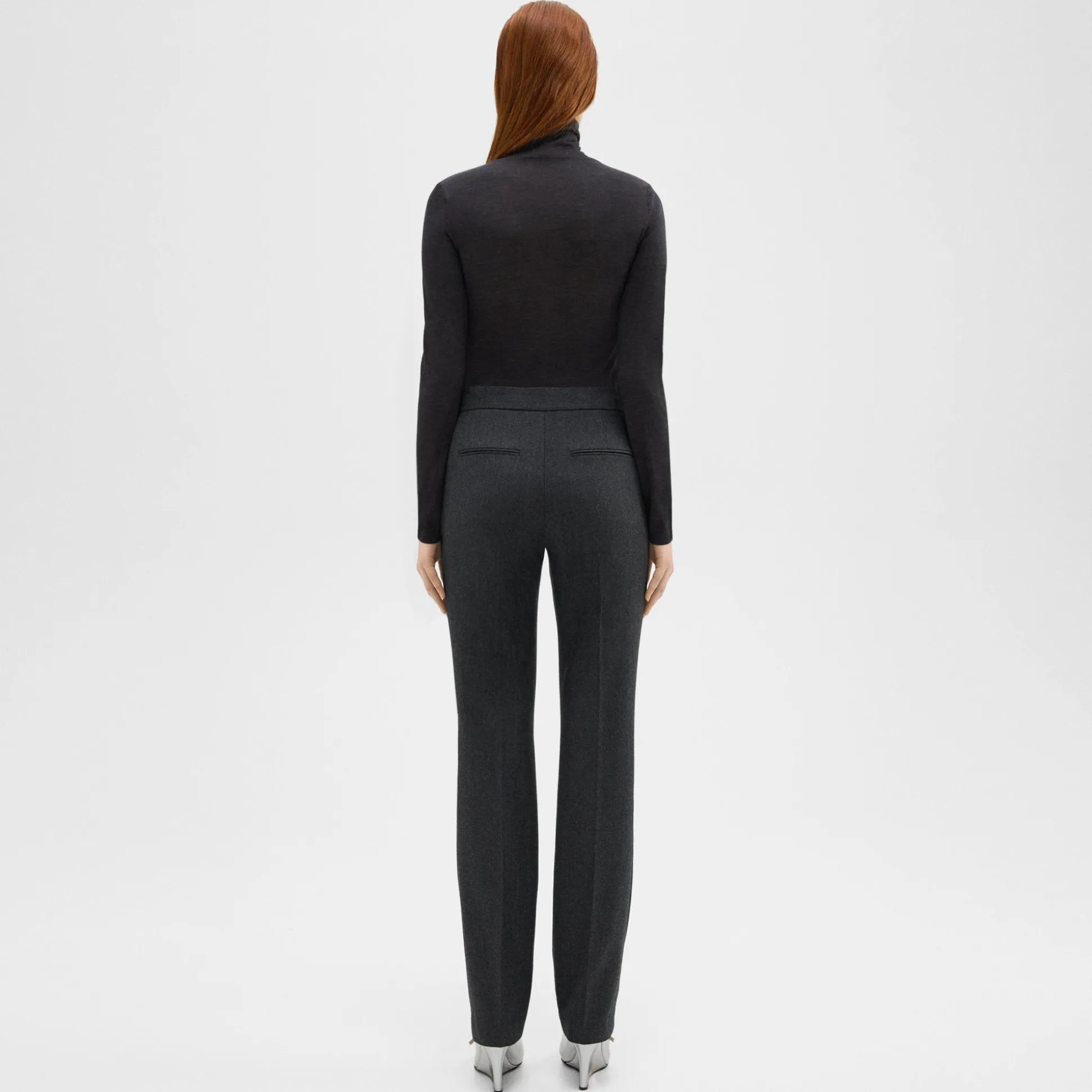 Theory Slim-Straight Pant In Melange Sleek Flannel-Women Suits|Pants
