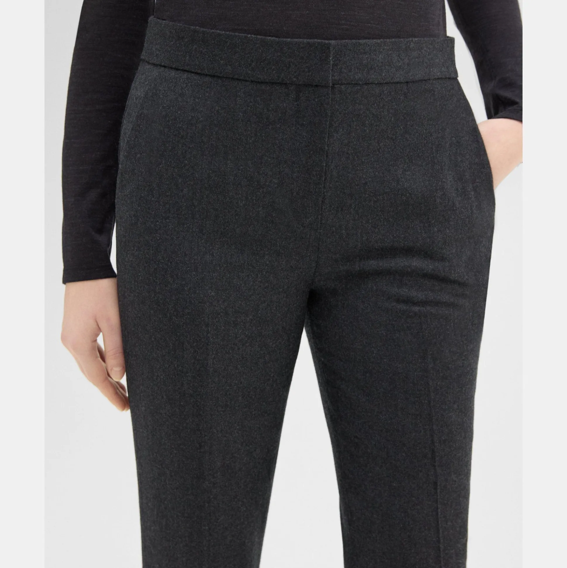 Theory Slim-Straight Pant In Melange Sleek Flannel-Women Suits|Pants