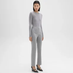 Theory Slim-Straight Pant In Melange Sleek Flannel-Women Suits|Pants