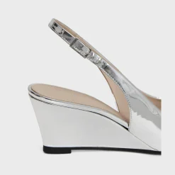 Theory Slingback Wedge In Metallic Leather-Women Shoes