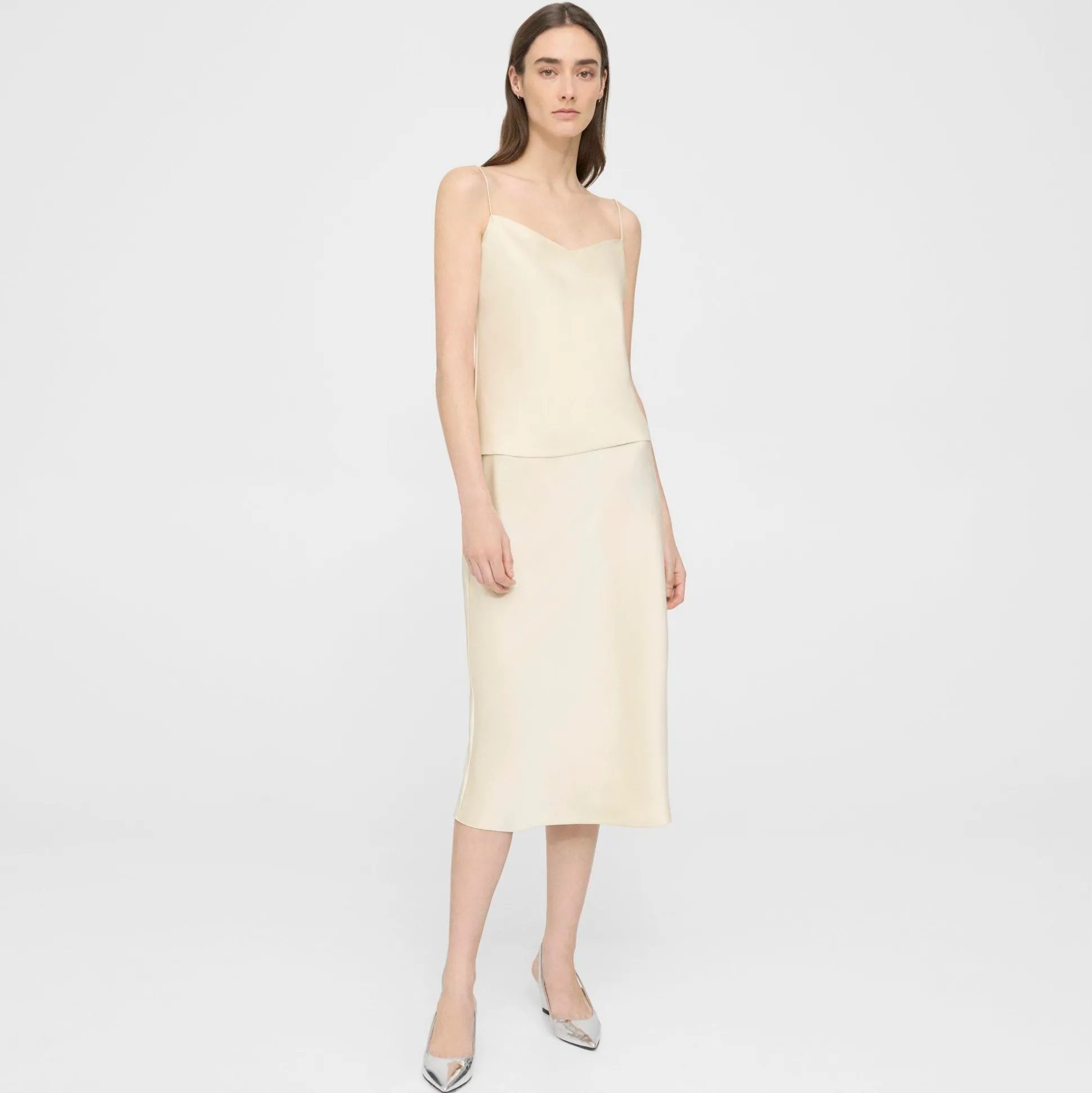 Theory Slip Skirt In Satin-Women Skirts