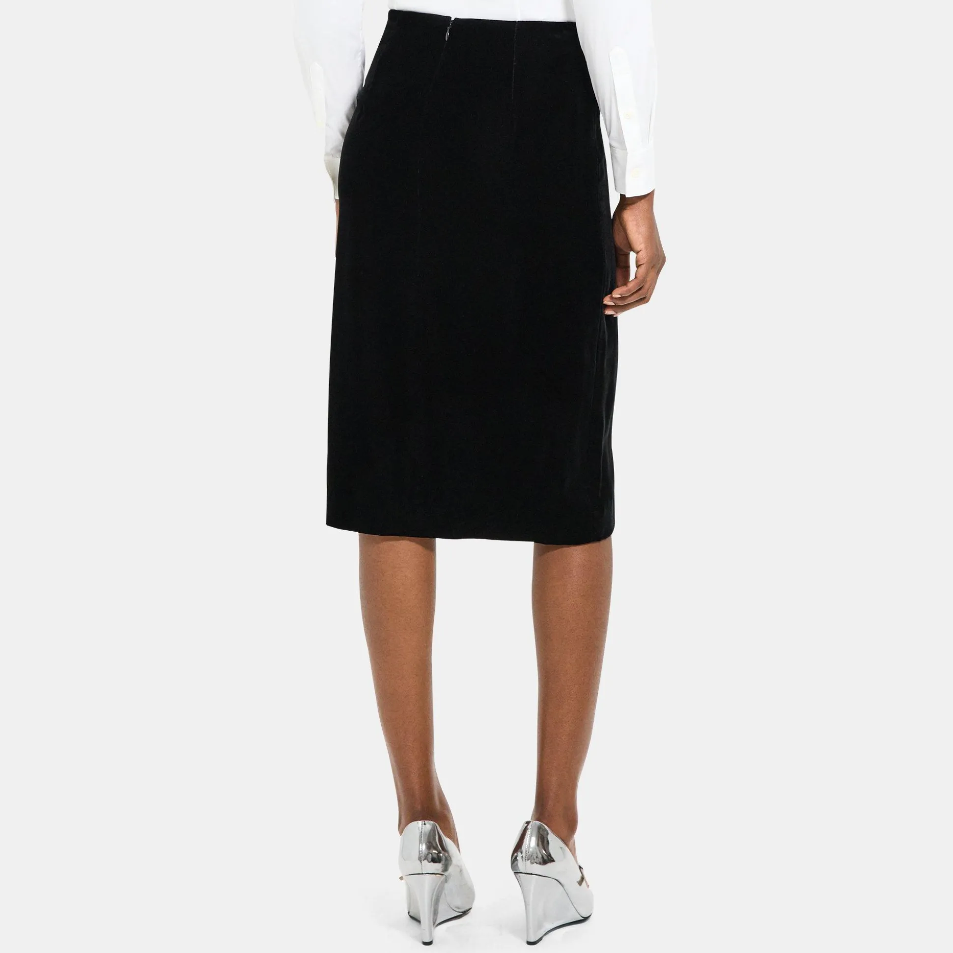 Theory Slit Pencil Skirt In Stretch Velvet-Women Skirts
